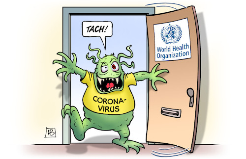 Cartoon: Coronavirus und WHO (medium) by Harm Bengen tagged who,world,health,organisation,monster,coronavirus,china,krankheit,pandemie,harm,bengen,cartoon,karikatur,who,world,health,organisation,monster,coronavirus,china,krankheit,pandemie,harm,bengen,cartoon,karikatur