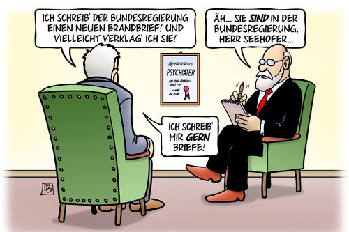 Cartoon: CSU-Brief (medium) by Harm Bengen tagged flüchtlinge,populismus,grenze,obergrenze,reduzieren,seehofer,klage,brandbrief,bundesregierung,flüchtlingszahlen,plan,a2,merkel,briefe,csu,flucht,asyl,politiker,harm,bengen,cartoon,karikatur,bundesregierung,brandbrief,klage,seehofer,csu,briefe,merkel,a2,plan,flüchtlingszahlen,reduzieren,obergrenze,grenze,populismus,flüchtlinge,flucht,asyl,politiker,harm,bengen,cartoon,karikatur