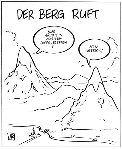 Cartoon: Der Berg ruft (medium) by Harm Bengen tagged berg,g8 gipfel,gipfeltreffen,gebirge,alpen,g8,erderwärmung,global warming,globale erwärmung,klimawandel,klima,meerespiegelanstieg,ozonloch,ozonwerte,polarschmelze,treibhauseffekt,umwelt,umweltpolitik,umweltpolitiker,umweltschutz,umweltverschmutzung,umweltzerstörung,wetter,kyoto,kyoto abkommen,bergsteiger,geografie,bayern,rufen,treffen,gipfel,global,warming,globale,erwärmung,abkommen,bewegungslos,starr,ziellos,stätig,beständig