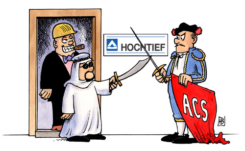 Cartoon: Der weiße Ritter (medium) by Harm Bengen tagged einstieg,aktien,übernahme,acs,baukonzern,hochtief,katar,katar,hochtief,baukonzern,acs,übernahme,aktien,einstieg,börse