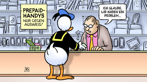 Cartoon: Donald-Duck-Ausweis (medium) by Harm Bengen tagged donald,duck,ausweis,antiterrorpaket,demaiziere,innenminister,laden,verkauf,prepaidhandys,problem,harm,bengen,cartoon,karikatur,donald,duck,ausweis,antiterrorpaket,demaiziere,innenminister,laden,verkauf,prepaidhandys,problem,harm,bengen,cartoon,karikatur