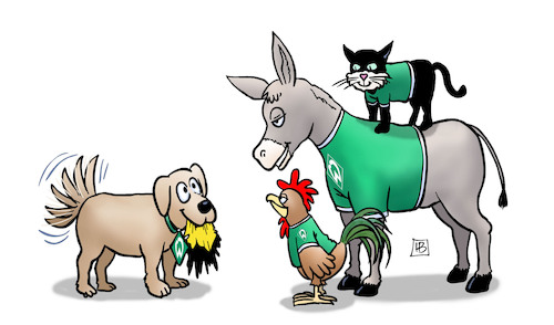 Cartoon: Dortmund vs. Werder (medium) by Harm Bengen tagged borussia,dortmund,werder,bremen,sieg,niederlage,fussball,sport,bundesliga,bremer,stadtmusikanten,hund,harm,bengen,cartoon,karikatur,borussia,dortmund,werder,bremen,sieg,niederlage,fussball,sport,bundesliga,bremer,stadtmusikanten,hund,harm,bengen,cartoon,karikatur