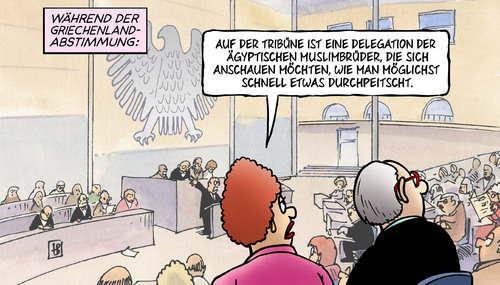 Cartoon: Durchpeitschen (medium) by Harm Bengen tagged delegation,tribüne,ägyptische,ägypten,muslimbrüder,durchpeitschen,griechenlandabstimmung,bundestag,bundesregierung,griechenland,rettungspaket,schulden,kredite,hilfspakete,abgeordnete,parlament,reichstag,plenarsaal,harm,bengen,cartoon,karikatur,tribüne,delegation,ägyptische,ägypten,muslimbrüder,durchpeitschen,griechenlandabstimmung,bundestag,bundesregierung,griechenland,rettungspaket,schulden,kredite,hilfspakete,abgeordnete,parlament,reichstag,plenarsaal,harm,bengen,cartoon,karikatur