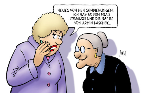 Cartoon: Durchstechereien (medium) by Harm Bengen tagged durchstechereien,sondierungen,kowalski,susemil,armin,laschet,klatsch,harm,bengen,cartoon,karikatur,durchstechereien,sondierungen,kowalski,susemil,armin,laschet,klatsch,harm,bengen,cartoon,karikatur