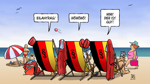 Cartoon: Eilantrag (medium) by Harm Bengen tagged esm,bundesverfassungsgericht,eilantrag,euro,europa,eurorettungsschirm,fiskalpakt,gericht,verhandlung,krise,schulden,schuldenbremse,bundestag,recht,schaeuble,finanzminister,strand,meer,see,urlaub,liegestuhl,richter,esm,bundesverfassungsgericht,eilantrag,euro,europa,eurorettungsschirm,fiskalpakt,gericht,verhandlung