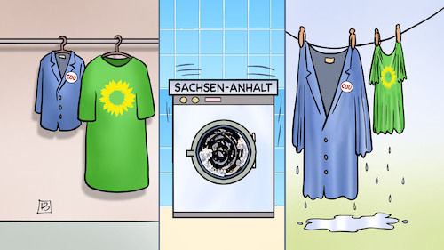 Cartoon: Eingelaufen (medium) by Harm Bengen tagged sachsen,anhalt,wahl,cdu,gruene,haseloff,waschmaschine,eingelaufen,waschen,bundestagswahl,landtagswahl,harm,bengen,cartoon,karikatur,sachsen,anhalt,wahl,cdu,gruene,haseloff,waschmaschine,eingelaufen,waschen,bundestagswahl,landtagswahl,harm,bengen,cartoon,karikatur