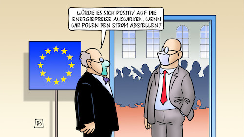 Cartoon: Energiepreise und Polen (medium) by Harm Bengen tagged polen,strom,abstellen,eu,europa,gipfel,energiekosten,energiepreise,harm,bengen,cartoon,karikatur,polen,strom,abstellen,eu,europa,gipfel,energiekosten,energiepreise,harm,bengen,cartoon,karikatur