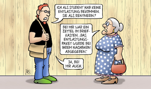 Cartoon: Entlastungspaket (medium) by Harm Bengen tagged student,entlastung,rentnerin,zettel,briefkasten,entlastungspaket,nachbarn,susemil,inflation,preise,armut,soziales,harm,bengen,cartoon,karikatur,student,entlastung,rentnerin,zettel,briefkasten,entlastungspaket,nachbarn,susemil,inflation,preise,armut,soziales,harm,bengen,cartoon,karikatur