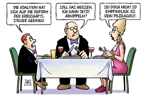 Cartoon: Erbschaftssteuer-Reform (medium) by Harm Bengen tagged koalition,reform,erbschaftssteuer,geeinigt,erbe,kind,mord,pilze,gift,vermögen,sterben,tod,harm,bengen,cartoon,karikatur,koalition,reform,erbschaftssteuer,geeinigt,erbe,kind,mord,pilze,gift,vermögen,sterben,tod,harm,bengen,cartoon,karikatur