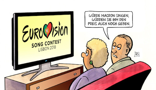Cartoon: ESC und Macron (medium) by Harm Bengen tagged esc,eurovision,song,contest,macron,singen,preis,karlspreis,europa,tv,harm,bengen,cartoon,karikatur,esc,eurovision,song,contest,macron,singen,preis,karlspreis,europa,tv,harm,bengen,cartoon,karikatur