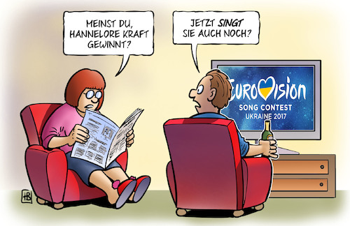 Cartoon: ESC und NRW (medium) by Harm Bengen tagged ess,nrw,nordrhein,westfalen,landtagswahl,hannelore,kraft,spd,gewinnen,singen,harm,bengen,cartoon,karikatur,ess,nrw,nordrhein,westfalen,landtagswahl,hannelore,kraft,spd,gewinnen,singen,harm,bengen,cartoon,karikatur