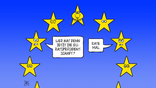 Cartoon: EU-Ratspräsidentschaftsbeginn (medium) by Harm Bengen tagged europa,sterne,raute,merkel,eu,ratspräsidentschaft,vorsitz,führung,harm,bengen,cartoon,karikatur,europa,sterne,raute,merkel,eu,ratspräsidentschaft,vorsitz,führung,harm,bengen,cartoon,karikatur