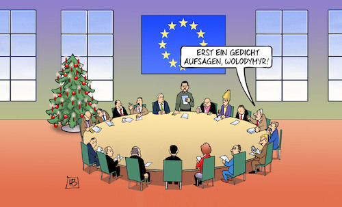 Cartoon: EU-Weihnachtsgipfel (medium) by Harm Bengen tagged eu,europa,weihnachtsgipfel,weihnachten,weihnachtsbaum,gipfel,gedicht,wolodymyr,selenskyj,ukraine,krieg,harm,bengen,cartoon,karikatur,eu,europa,weihnachtsgipfel,weihnachten,weihnachtsbaum,gipfel,gedicht,wolodymyr,selenskyj,ukraine,krieg,harm,bengen,cartoon,karikatur