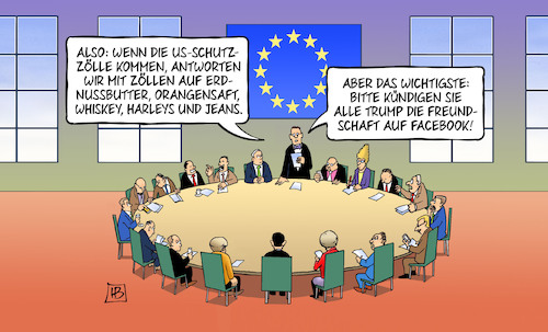 Cartoon: EU und Schutzzölle (medium) by Harm Bengen tagged usa,schutzzölle,zoll,handelskrieg,europa,gipfel,erdnussbutter,orangensaft,whiskey,harleys,jeans,trump,freundschaft,facebook,bengen,cartoon,karikatur,usa,schutzzölle,zoll,handelskrieg,europa,gipfel,erdnussbutter,orangensaft,whiskey,harleys,jeans,trump,freundschaft,facebook,bengen,cartoon,karikatur