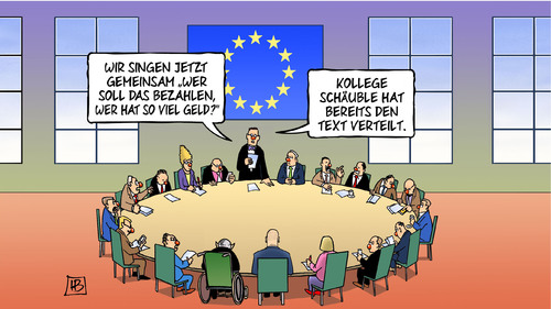 Cartoon: Euro-Fasching (medium) by Harm Bengen tagged eu,euro,europa,schäuble,lied,singen,pappnase,text,rosenmontag,griechischer,finanzminister,varoufakis,griechenland,wahl,karneval,fasching,harm,bengen,cartoon,karikatur,eu,euro,europa,schäuble,lied,singen,pappnase,text,rosenmontag,griechischer,finanzminister,varoufakis,griechenland,wahl,karneval,fasching,harm,bengen,cartoon,karikatur