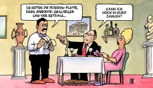 Cartoon: Euro-Gerüchte (medium) by Harm Bengen tagged euro,währung,drachme,gerüchte,iwf,kredit,krise,spekulation,zahlen,bezahlen,rechnung,kellner,ober,griechenland,griechisch,essen,euro,währung,drachme,gerüchte,iwf,kredit,krise,spekulation,zahlen,bezahlen,rechnung,kellner,ober,griechenland,griechisch,essen