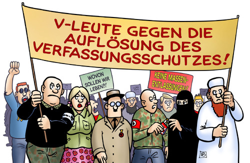 Cartoon: Existenzangst (medium) by Harm Bengen tagged bundesamt,verfassungsschutz,fromm,ruecktritt,transparenz,geschreddert,rechtsextremismus,nsu,rechtsterror,untersuchungsausschuss,spione,spitzel,vleute,vmaenner,verfassung,grundgesetz,existenzangst,demonstration,massenentlassungen,islamisten,bundesamt,verfassungsschutz,rechtsextremismus,nsu,rechtsterror