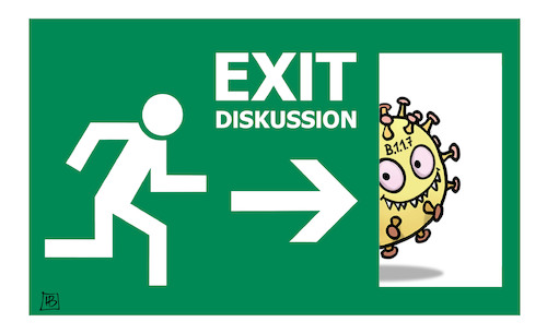 Cartoon: Exit-Diskussion (medium) by Harm Bengen tagged exit,diskussion,piktogramm,schulöffnungen,corona,virus,tür,notausgang,b117,mutation,harm,bengen,cartoon,karikatur,exit,diskussion,piktogramm,schulöffnungen,corona,virus,tür,notausgang,b117,mutation,harm,bengen,cartoon,karikatur