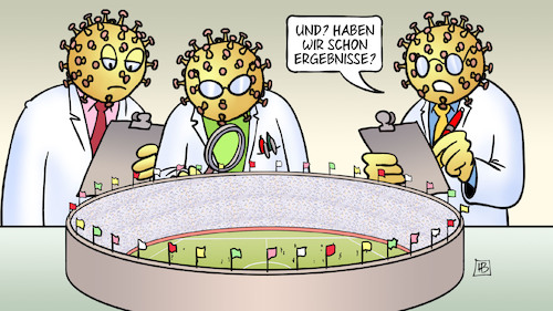 Cartoon: Experiment EM (medium) by Harm Bengen tagged ergebnisse,delta,em,fussball,publikum,corona,viren,virus,fahnen,england,deutschland,wembley,stadion,forscher,wissenschaftler,untersuchung,harm,bengen,cartoon,karikatur,ergebnisse,delta,em,fussball,publikum,corona,viren,virus,fahnen,england,deutschland,wembley,stadion,forscher,wissenschaftler,untersuchung,harm,bengen,cartoon,karikatur