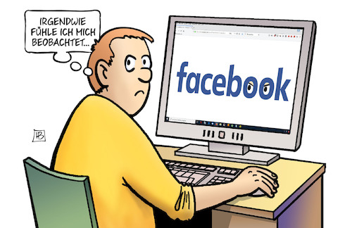 Cartoon: Facebook-Beobachtungsliste (medium) by Harm Bengen tagged facebook,beobachtungsliste,kritiker,bespitzeln,augen,computer,harm,bengen,cartoon,karikatur,facebook,beobachtungsliste,kritiker,bespitzeln,augen,computer,harm,bengen,cartoon,karikatur