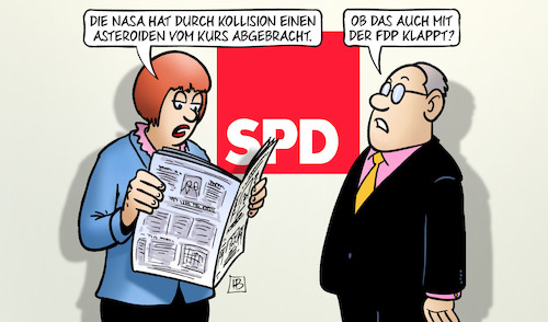 Cartoon: FDP-Kollision (medium) by Harm Bengen tagged nasa,kollision,asteroiden,kurs,dart,raumfahrt,spd,zeitung,lesen,fdp,atomkraftwerke,kernkraftwerke,laufzeit,energiekrise,harm,bengen,cartoon,karikatur,nasa,kollision,asteroiden,kurs,dart,raumfahrt,spd,zeitung,lesen,fdp,atomkraftwerke,kernkraftwerke,laufzeit,energiekrise,harm,bengen,cartoon,karikatur