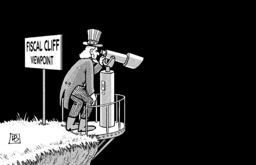 Cartoon: Fiscal Cliff (medium) by Harm Bengen tagged fiscal,cliff,fiskalklippe,klippe,usa,uncle,sam,obama,boehner,senat,kongress,steuererhoehungen,demokraten,republikaner,harm,bengen,cartoon,karikatur