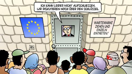 Cartoon: Flüchtlings-Schlüssel (medium) by Harm Bengen tagged aufschliessen,eu,europa,innenminister,diskutieren,schlüssel,wartemarke,eintreten,bluecard,flüchtlinge,rettung,integration,fachkräfte,asyl,harm,bengen,cartoon,karikatur,aufschliessen,eu,europa,innenminister,diskutieren,schlüssel,wartemarke,eintreten,bluecard,flüchtlinge,rettung,integration,fachkräfte,asyl,harm,bengen,cartoon,karikatur