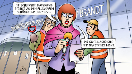 Cartoon: Flughafen-Streiks (medium) by Harm Bengen tagged schlechte,nachricht,warnstreiks,flughäfen,flughafen,schönefeld,tegel,ber,reporterin,winter,harm,bengen,cartoon,karikatur,schlechte,nachricht,warnstreiks,flughäfen,flughafen,schönefeld,tegel,ber,reporterin,winter,harm,bengen,cartoon,karikatur