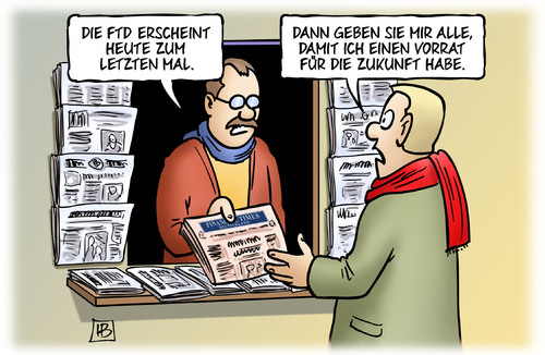 Cartoon: FTD (medium) by Harm Bengen tagged ftd,financial,times,deutschland,zeitung,zeitungssterben,erscheinen,einstellung,schluss,kiosk,vorrat,zukunft,harm,bengen,cartoon,karikatur,ftd,financial,times,deutschland,zeitung,zeitungssterben,erscheinen,einstellung,schluss,kiosk,vorrat,zukunft,harm,bengen,cartoon,karikatur