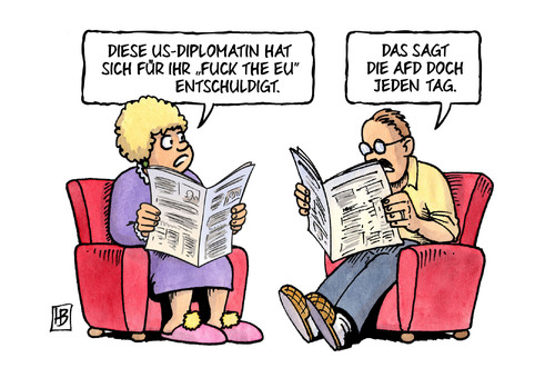 Cartoon: Fuck the EU (medium) by Harm Bengen tagged fuck,the,eu,europa,ukraine,usa,diplomatin,nuland,entschuldigung,afd,partei,harm,bengen,cartoon,karikatur,fuck,the,eu,europa,ukraine,usa,diplomatin,nuland,entschuldigung,afd,partei,harm,bengen,cartoon,karikatur