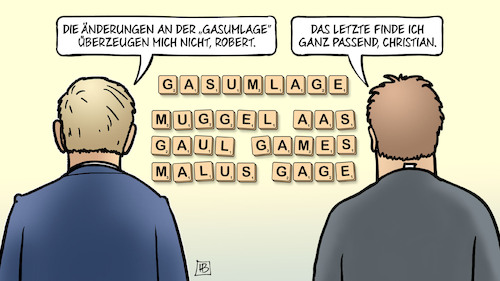 Cartoon: Gasumlage ändern (medium) by Harm Bengen tagged scrabble,buchstaben,malus,gage,änderungen,lindner,habeck,gasumlage,energiekonzerne,pleite,harm,bengen,cartoon,karikatur,scrabble,buchstaben,malus,gage,änderungen,lindner,habeck,gasumlage,energiekonzerne,pleite,harm,bengen,cartoon,karikatur