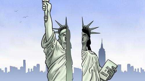 Cartoon: Gespaltene USA (medium) by Harm Bengen tagged dallas,usa,rassismus,polizeigewalt,waffenrecht,morde,polizisten,schwarze,tod,tot,freiheitsstatue,liberty,harm,bengen,cartoon,karikatur,dallas,usa,rassismus,polizeigewalt,waffenrecht,morde,polizisten,schwarze,tod,tot,freiheitsstatue,liberty,harm,bengen,cartoon,karikatur