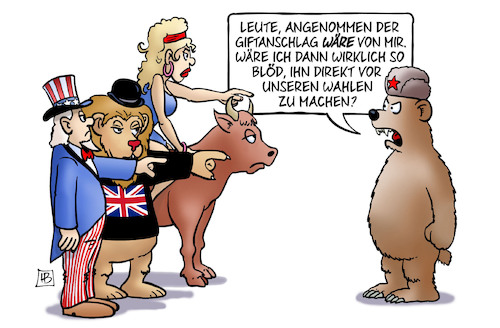 Cartoon: Giftanschlag (medium) by Harm Bengen tagged giftanschlag,wahlen,russland,usa,gb,uk,europa,uncle,sam,bär,löwe,stier,schuldzuweisung,harm,bengen,cartoon,karikatur,giftanschlag,wahlen,russland,usa,gb,uk,europa,uncle,sam,bär,löwe,stier,schuldzuweisung,harm,bengen,cartoon,karikatur