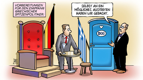 Cartoon: Griechen-Besuche (medium) by Harm Bengen tagged griechen,griechenland,deutschland,griechischer,euro,schulden,krise,finanzen,staatshaushalt,austreten,dixiklo,eurozone,besuche,harm,bengen,cartoon,karikatur,griechen,griechenland,deutschland,griechischer,schulden,krise,finanzen,staatshaushalt