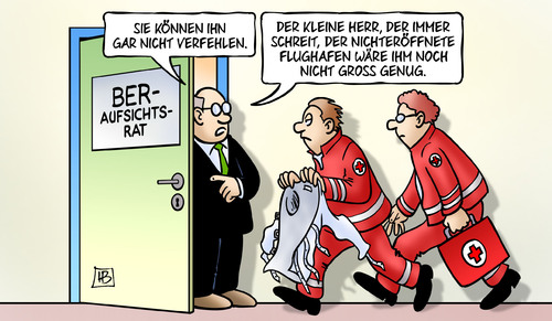 Cartoon: Grössenwahn (medium) by Harm Bengen tagged mehdorn,ber,flughafen,berlin,brandenburg,aufsichtsrat,irre,verrückt,zwangsjacke,sanitäter,erweiterung,eröffnung,harm,bengen,cartoon,karikatur,mehdorn,ber,flughafen,berlin,brandenburg,aufsichtsrat,irre,verrückt,zwangsjacke,sanitäter,erweiterung,eröffnung,harm,bengen,cartoon,karikatur