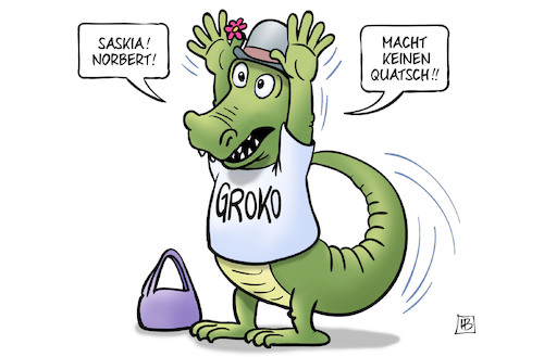 Cartoon: Groko nach SPD-Stichwahl (medium) by Harm Bengen tagged saskia,walter,borjans,esken,norbert,quatsch,groko,spd,stichwahl,bedrohung,koalition,harm,bengen,cartoon,karikatur,saskia,walter,borjans,esken,norbert,quatsch,groko,spd,stichwahl,bedrohung,koalition,harm,bengen,cartoon,karikatur