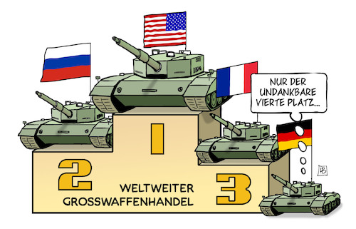 Cartoon: Grosswaffenhandel (medium) by Harm Bengen tagged weltweiter,grosswaffenhandel,sipri,krieg,waffen,rüstungsindustrie,usa,russland,frankreich,deutschland,siegerehrung,haus,harm,bengen,cartoon,karikatur,weltweiter,grosswaffenhandel,sipri,krieg,waffen,rüstungsindustrie,usa,russland,frankreich,deutschland,siegerehrung,haus,harm,bengen,cartoon,karikatur