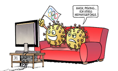 Cartoon: Heimat China (medium) by Harm Bengen tagged peking,heimatgefühle,viren,tv,olympia,corona,china,winterolympiade,harm,bengen,cartoon,karikatur,peking,heimatgefühle,viren,tv,olympia,corona,china,winterolympiade,harm,bengen,cartoon,karikatur