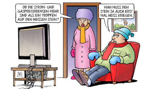 Cartoon: Heisser Stein (medium) by Harm Bengen tagged strompreisbremse,gaspreisbremse,heizung,heizen,kalt,tropfen,heissen,stein,tv,energie,kosten,harm,bengen,cartoon,karikatur,strompreisbremse,gaspreisbremse,heizung,heizen,kalt,tropfen,heissen,stein,tv,energie,kosten,harm,bengen,cartoon,karikatur