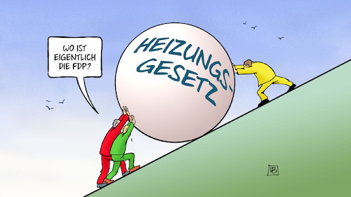 Cartoon: Heizungsgesetz-Bremse (medium) by Harm Bengen tagged heizungsgesetz,bremse,fdp,sisyphos,kugel,berg,spd,gruene,harm,bengen,cartoon,karikatur,heizungsgesetz,bremse,fdp,sisyphos,kugel,berg,spd,gruene,harm,bengen,cartoon,karikatur