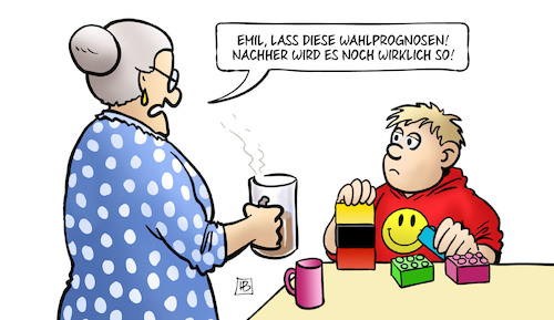 Cartoon: Hessen-Prognosen (medium) by Harm Bengen tagged hessen,landtagswahl,prognosen,wahlprognosen,susemil,enkel,spielen,lego,harm,bengen,cartoon,karikatur,hessen,landtagswahl,prognosen,wahlprognosen,susemil,enkel,spielen,lego,harm,bengen,cartoon,karikatur