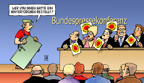 Cartoon: Hintertürchen (medium) by Harm Bengen tagged hintertürchen,hintertür,pressekonferenz,bundespressekonferenz,bundesregierung,regierung,cdu,csu,fdp,ethikkommission,atomkraft,kernkraft,atom,akw,fukushima,ausstieg,moratorium,hintertürchen,hintertür,pressekonferenz,bundespressekonferenz,regierung,bundesregierung,cdu,csu,fdp,ethikkommission,fukushima,ausstieg,moratorium,atom,kernkraft,akw,atomkraft