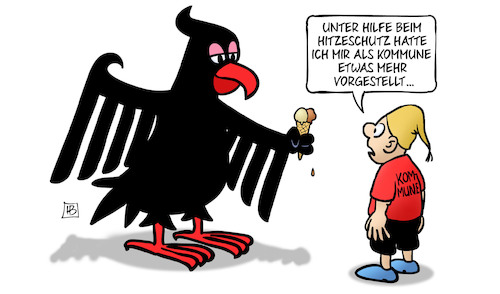 Cartoon: Hitzeschutz (medium) by Harm Bengen tagged hilfe,hitzeschutz,kommune,bundesadler,adler,eis,michel,kind,harm,bengen,cartoon,karikatur,hilfe,hitzeschutz,kommune,bundesadler,adler,eis,michel,kind,harm,bengen,cartoon,karikatur