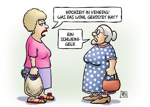 Cartoon: Hochzeit in Venedig (medium) by Harm Bengen tagged hochzeit,venedig,schweinsteiger,fussball,kosten,geld,susemil,harm,bengen,cartoon,karikatur,hochzeit,venedig,schweinsteiger,fussball,kosten,geld,susemil,harm,bengen,cartoon,karikatur