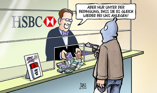 Cartoon: HSBC (medium) by Harm Bengen tagged hsbc,bank,schweiz,korruption,steuerhinterziehung,anlage,geldwäsche,waffenhandel,betrug,verbrechen,bankraub,harm,bengen,cartoon,karikatur,hsbc,bank,schweiz,korruption,steuerhinterziehung,anlage,geldwäsche,waffenhandel,betrug,verbrechen,bankraub,harm,bengen,cartoon,karikatur