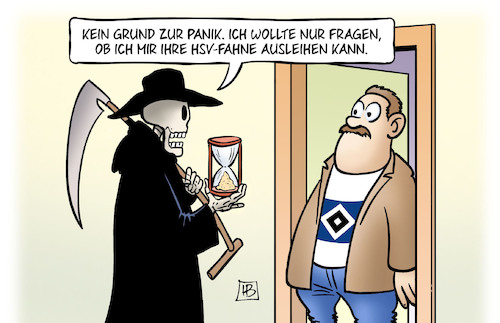 Cartoon: HSV-Tod (medium) by Harm Bengen tagged panik,tod,tot,todt,bruchhagen,hsv,fahne,fans,abstieg,bundesliga,harm,bengen,cartoon,karikatur,panik,tod,tot,todt,bruchhagen,hsv,fahne,fans,abstieg,bundesliga,harm,bengen,cartoon,karikatur