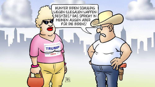 Cartoon: Hunter Biden (medium) by Harm Bengen tagged hunter,biden,schuldig,illegalen,waffenbesitz,usa,trump,wahlkampf,harm,bengen,cartoon,karikatur,hunter,biden,schuldig,illegalen,waffenbesitz,usa,trump,wahlkampf,harm,bengen,cartoon,karikatur