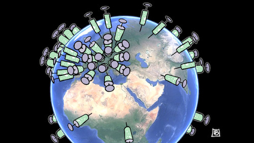 Cartoon: Impfstoff-Verteilung (medium) by Harm Bengen tagged welt,globus,erdkugel,corona,pandemie,impfen,impfstoff,spritzen,verteilung,gerechtigkeit,reichtum,armut,harm,bengen,cartoon,karikatur,welt,globus,erdkugel,corona,pandemie,impfen,impfstoff,spritzen,verteilung,gerechtigkeit,reichtum,armut,harm,bengen,cartoon,karikatur
