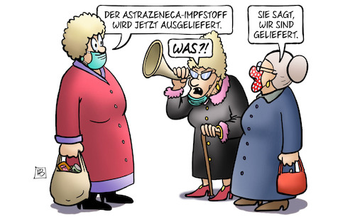 Cartoon: Impfstoff geliefert (medium) by Harm Bengen tagged ausgeliefert,lieferung,geliefert,hörrohr,schwerhörig,jutta,susemil,masken,impfstoff,impfen,impfzentrum,astrazeneca,impfung,corona,alter,harm,bengen,cartoon,karikatur,ausgeliefert,lieferung,geliefert,hörrohr,schwerhörig,jutta,susemil,masken,impfstoff,impfen,impfzentrum,astrazeneca,impfung,corona,alter,harm,bengen,cartoon,karikatur