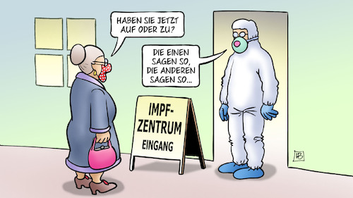 Cartoon: Impfzentren zu oder auf (medium) by Harm Bengen tagged impfzentren,auf,zu,corona,impfung,booster,susemil,harm,bengen,cartoon,karikatur,impfzentren,auf,zu,corona,impfung,booster,susemil,harm,bengen,cartoon,karikatur